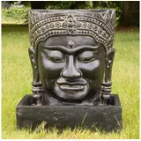 Oriental Galerie Dekofigur Kleiner Buddha Brunnen Relief Garten Wasserwand 57 cm (1 St) grau