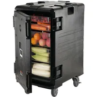 VEVOR Isolierter Thermobox Isolierbox Lebensmittelbehälterträger, 120 L für Catering, Rollbare Tragbare LLDPE-Lebensmittelbehälterträger, Schwarz Frontlader-Speisewärmer für Restaurant, Kantine usw.