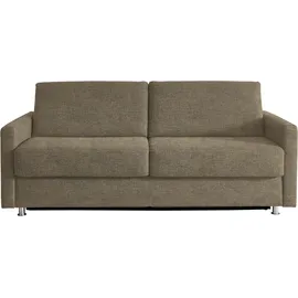 Bali Schlafsofa BALI "JUNARA, Dauerschläfer mit zweigeteiltem Lattenrost", braun (beige), B:225cm H:18cm T:101cm, 100% PES, Sofas, Schlafsofa, 160er u. 180er Breite, 2 Matratzenvarianten