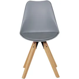 KADIMA DESIGN 2er Set Retro Esszimmerstuhl LIMA grau, Polsterstuhl Skandinavisch Rückenlehne, Küchenstuhl Kunstleder