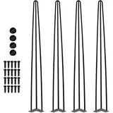 Lospitch 4X Tischbeine Haarnadel Hairpin Legs Hairpin Legs Haarnadelbeine Möbelfüße Tischkufen Haarnadelbeine schwarz 61cm 3 Stangen, für Schreibtisch, Esstisch