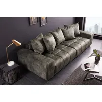 riess-ambiente Big-Sofa ELEGANCIA 285cm moosgrün, Einzelartikel 1 Teile, XXL Couch · Microvelours · mit Federkern · inkl. Kissen · Design grün