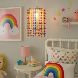 ETC Shop Kinder Hänge Decken Lampe FERNBEDIENUNG Kristall Leuchte dimmbar im Set inkl. RGB LED Leuchtmittel