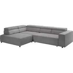 Ecksofa EXXPO - SOFA FASHION "VITTORIO", grau, B:308cm H:73cm T:203cm, Sofas, inkl. Kopfteil- und Sitztiefenverstellung, wahlweise mit Bettfunktion