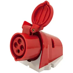 16 Ampere CEE Wandsteckdose 4-polig (3P+PE) Buchse, Kodierung 6h feuerrot RAL 3000 380/415V Frequenz 50 und 60Hz 1 Stück
