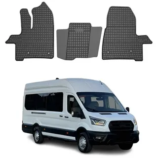 Omac Gummi Fußmatten kompatibel mit Ford Transit Van 2019-2026 Automatten Gummi Schwarz 3X