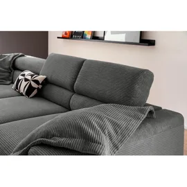 KAWOLA Sofa DELIA Ecksofa Cord grau Recamiere links - Grau