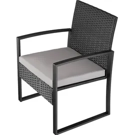 Tectake tectake® Rattan Sitzgruppe Granada mit Tisch für 2 Personen UV-beständig, höhenverstellbare Kunststofffüße