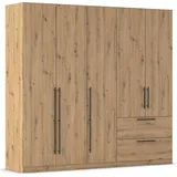 Kleiderschrank RAUCH "Drehtürenschrank Schrank Garderobe Wäscheschrank Schlafzimmer AVOLA", braun (eiche artisan), B:226cm H:210cm T:54cm, Holzwerkstoff, Schränke, Kleiderschrank, mit hochwertigen Stangengriffen aus Metall in Schwarz MADE IN GERMANY