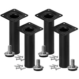 Stahlia Möbelfüße verstellbar (4er Set) Schwarz 6cm Höhe belastbar bis 50kg Sofafüße Schrankfüße Möbelbeine höhenverstellbare Füße Metallbeine