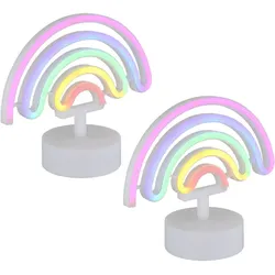 Tischleuchte Neonleuchte Regenbogen Kinderzimmer Neonlicht Dekolampe, Kunststoff weiß, LED 2W, LxBH 22,5x10x19,5 cm, 2er Set