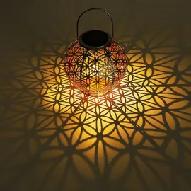 ETC Shop Solar Lampe Outdoor Solarleuchte orientalisch LED Solar Laterne Außen, Lichteffekt Lebensblume, 1x LED warmweiß, DxH 20x29 cm, Terrasse Garten, 2er