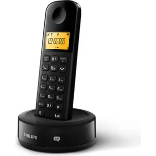 Philips Schnurloses Telefon - D1651B/01 - DECT Telefon - Haustelefon - Festnetzanschluss - Anrufbeantworter - Schwarz, Black