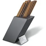 Victorinox Swiss Modern Profi Messerblock mit Inhalt, 6-teilig, Inkl. 6 Kochmesser mit Holzgriff, schwarz