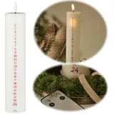 LED Stumpenkerze Adventskalenderkerze 1-24 Weiß Rot 25cm Echtwachs Fernbedienung