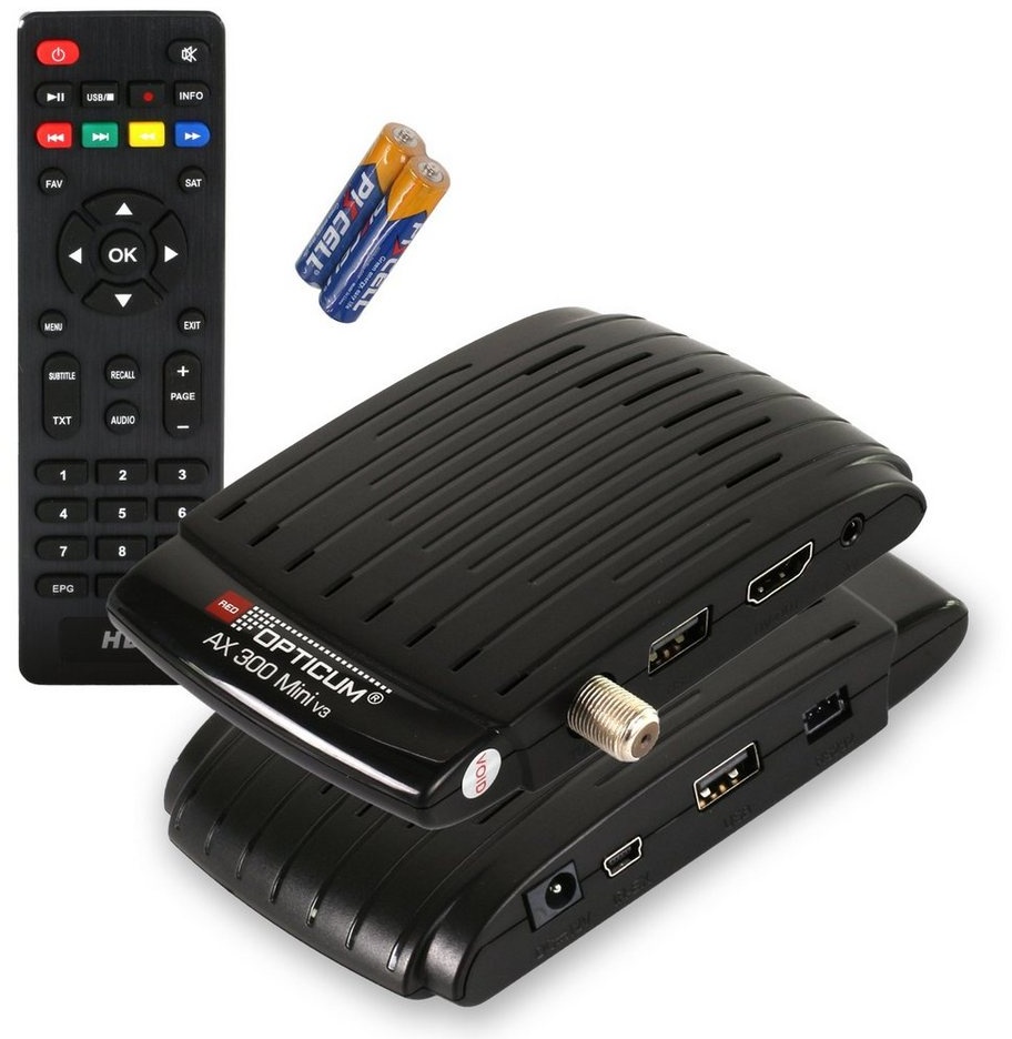 RED OPTICUM AX 300 mini V3 SAT-Receiver (externer IR Sensor mit LED Display, HDMI, 2x USB, 12V Netzteil) schwarz