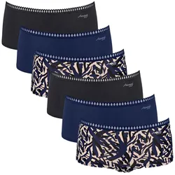 Sloggi Damen Pantys, 6er Pack - GO Crush Short C6P, Unterhose, Stretch-Baumwolle Blau XS