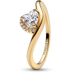 Pandora 163660C01 Damen-Ring Welliges Herz Goldfarben, 52/16,6