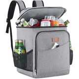 Lifewit 32L 34 Dosen isolierte Kühltasche, Große kühlrucksack, auslaufsichere tragbare Lunchtasche, weiche Kühlbox für Outdoor, Picknick, Strand, BBQ, Camping, Reisen, Familie, Grau
