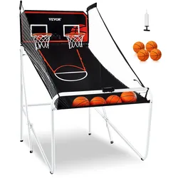 VEVOR 2,05 m Indoor-Basketballspiel für 2 Spieler, Basketballautomat, Baskeltballständer mit 4 Bällen & 8 Spielmodi & 2 Basketballkörben, Anzeigetafel & Aufblaspumpe, für Kinder, Erwachsene