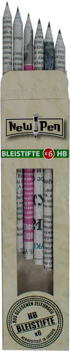 6 Stück NEW PEN Bleistifte Nachhaltig handgemacht Schreibzeug HB-Graphite