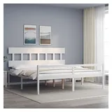 furnicato Bett Seniorenbett aus massivem Kiefernholz Weiß 205,5 x 205,5 x 81 cm (1-tlg) weiß 205.5 cm x 205.5 cm x 81 cm