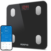 RENPHO Körperfettwaage, Bluetooth Personenwaage Digital mit App, Smart Waage mit Körperfett und Muskelmasse, BMI, Gewicht, Muskelmasse, Wasser, Protein, Skelettmuskel, Knochengewicht, BMR, Schwarz