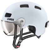 Uvex rush visor - leichter City-Helm für Damen und Herren - mit Visier - inkl. LED-Licht - cloud matt - 58-61