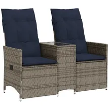 vidaXL Gartensofa 2-Sitzer mit Tisch 365714 365 x 70 x 65 cm Grau