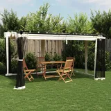 Festnight Garten Pavillon 4x3 m Pergola mit Seitenwänden Moskitonetz Gartenpavillon mit Verstellbares Dach Partyzelt Metall Terassenüberdach Terassenüberdachung überdachung Terrasse