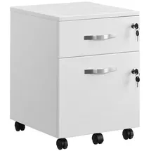 VASAGLE Rollcontainer, abschließbar, Aktenschrank mit 2 Schubladen, 5 Rollen, verstellbare Hängestangen, für Hängeregistratur im A4- und Letter-Format, wolkenweiß