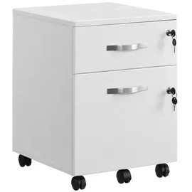 VASAGLE Rollcontainer, abschließbar, Aktenschrank mit 2 Schubladen, 5 Rollen, verstellbare Hängestangen, für Hängeregistratur im A4- und Letter-Format, wolkenweiß