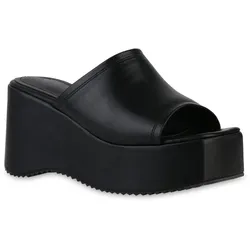 Damen Plateau Sandaletten in Schwarz