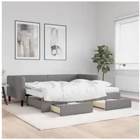 LuxusKollektion Schlafsofa Schlafsofa 2 90 x 200 mit Bettkasten & Schublade & Matratze Dunkelgrau grau