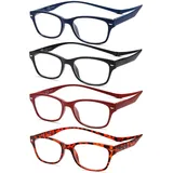 NEW VISION Lesebrille 4 pack, Magnet Lesebrille, Lesebrillen Herren, Klassischer Stil Lesebrille NV3282 mit Magnetverschluss Hinten, Lesehilfe für Damen Herren (4 Colori, 1, Diottria)