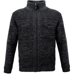 Job Strickjacke GERA mit Fellfutter schieferschwarz - schieferschwarz - S