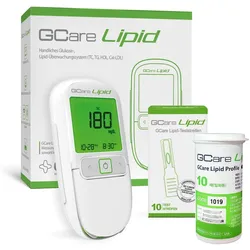 Gcare LIPID Gesamtcholesterin Messsystem mit 10 Teststeifen 1 St