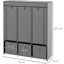 Homcom Stoffschrank mit Reißverschluss, Kleiderschrank Dunkelgrau