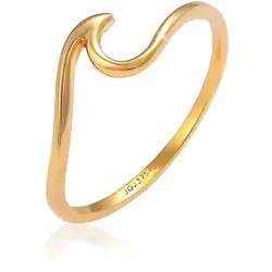 Fingerring ELLI PREMIUM "Wellen Wave Strand Maritim 375 Gelbgold" Gr. 50, gold, Fingerringe, Damen, 50mm, ohne Stein, Gelbgold 375