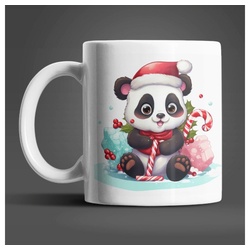 WS-Trend Tasse Süßer Weihnachten Panda Kaffeetasse Teetasse, Keramik, Geschenkidee 330 ml bunt