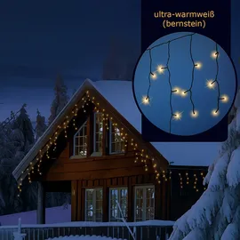 MARELIDA LED Lichtervorhang Eisregen Lichterkette Icicle 490 bernstein LED 20m Außen