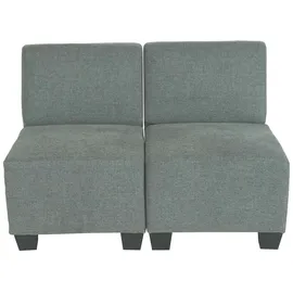 Mendler Modular 2-Sitzer Sofa Couch Lyon, Stoff/Textil ~ grau, ohne Armlehnen