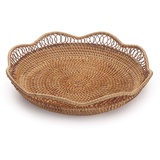 Rattan Obstkörbe Obstschale Natürlich Gewebte Brotkorb Brotschale Rund zum Servieren von Speisen, Crackern, Gebäck, Snacks (30cm D x 9cm H)