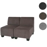 Modular 2-Sitzer Sofa Couch Lyon, Stoff/Textil ~ braun, ohne Armlehnen