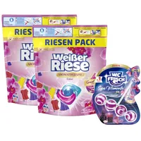 Weißer Riese Aromatherapie Color Trio-Caps 2 x 60 WL & WC FRISCH Spa Momente 50g Colorwaschmittel (Spar-Pack, [120-St. Waschkapseln & Toilettenstein für Frische & Sauberkeit)