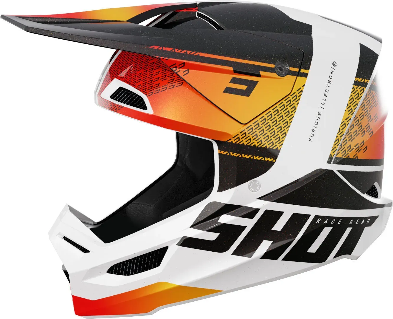 Shot Furious Electron Motocross Helm, weiss-orange, Größe 2XL für Männer