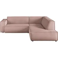 Ecksofa 3C CANDY "Matteo in elegant, kubischer Formensprache, bequem, L-Form", rosa, B:254cm H:72cm T:224cm, 88% Polyester, 12% Polyacryl, Sofas, mit auffälliger Kedernaht, Cord-Bezug, Lounge-Charakter