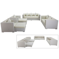 OUTFLEXX Loungemöbel-Set, weiß, Polyrattan, für 9 Personen, wasserfeste Kissenbox