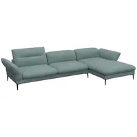 flexlux Ecksofa Salino, Funktionssofa mit Recamiere, Relaxsofa, Ecksofa, Sofa mit Arm- und Kopfteil-Verstellungen, Kaltschaum & Stahl-Wellen blau