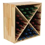 Proregal Modulares Weinregal VINCELLAR MOD HxBxT 60x60x30cm | Kreuz Modul für 40 Flaschen Massives Kiefernholz Natur | Flaschenregal